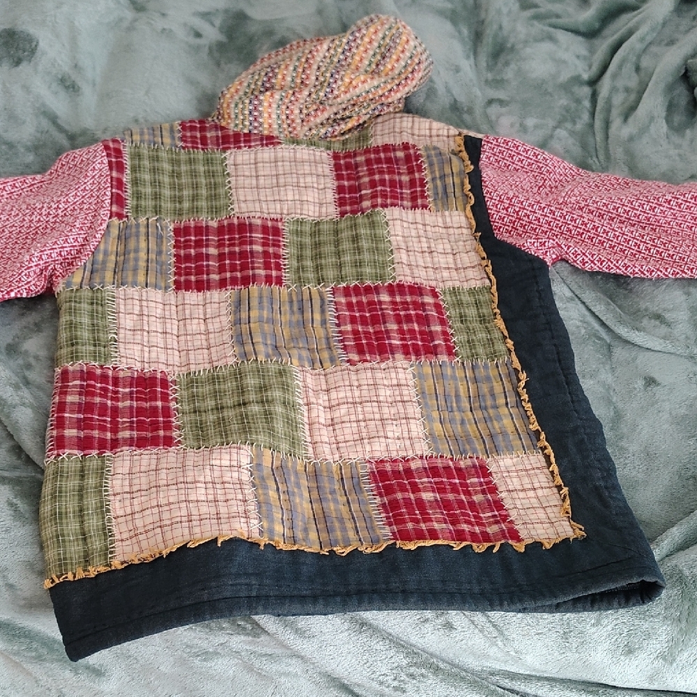 Patchwork Hooded Sweater - Multicolor - image 3